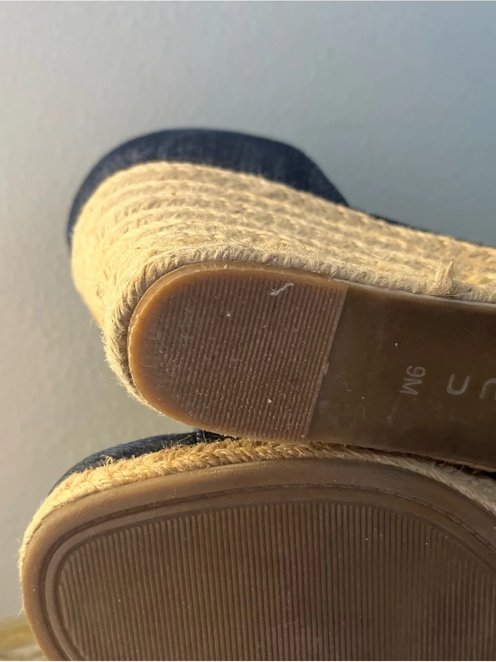 UNISA Blue Denim Espadrilles Med Heel Ankle Strap Size 9 MINT Ankle Strap